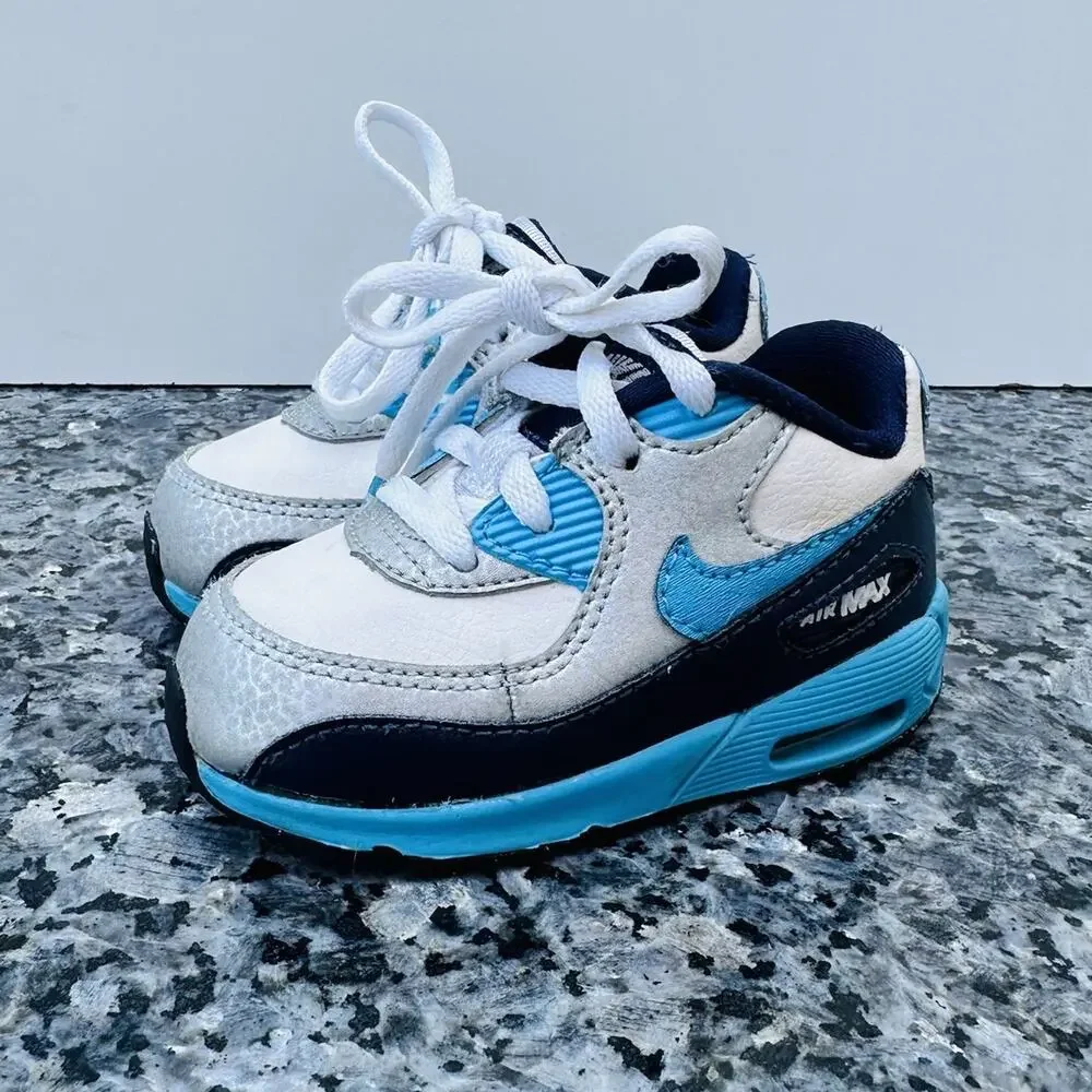 Nike Air Max 90 Infant Toddler Shoes Blue/White 408110-155 Size 5C